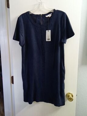 Love Riche Navy Short Sleeve Dress